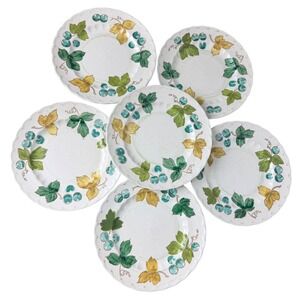 VTG Metlox Vernon Ware Vineyard Pottery Salad Plates Set 6